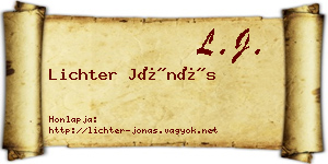 Lichter Jónás névjegykártya