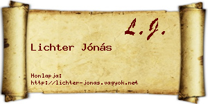 Lichter Jónás névjegykártya
